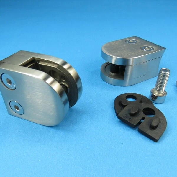 HÖRR EDELSTAHL Edelstahl Glashalter Glasklemme Klemmhalter Rund V2 V4 Sicherungsplatte Geländer