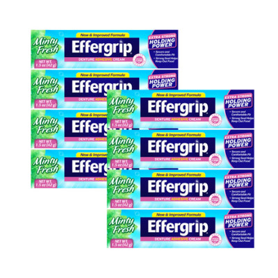 Effergrip Denture Adhesive Cream Minty Fresh 1.5 oz Pack of 8