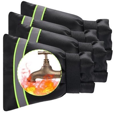 Outdoor Faucet Cover, Thicken 4 Pack Cover with Green Reflective Strip 