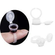 50 Pcs Plastic Pigment Ink Glue Cup with Lid Tattoo Nail Art Rings Holder