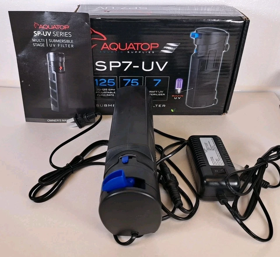 Filtro interno AQUATOP SP7-UV 125 GPH com esterilizador UV 7W para água pura e clara - Imagem 2 de 4