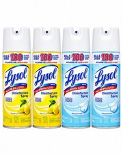 Lysol Disinfectant Spray Bundle 4 Pack Lemon Breeze Crisp Linen 12.5oz