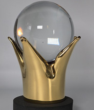 Rare Crystal Glass Orb on a Gold Plated Glass Stand - Signed - 200/1000
