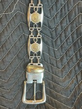 Vintage Lion Face Metal Silver And Gold Tone Chain Belt