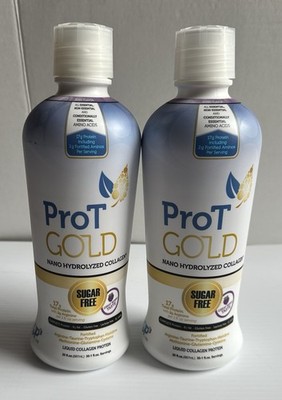 (2) ProT Gold Nano Hydrolyzed Collagen Oral Supplement Berry Flavor 30 oz Bottle