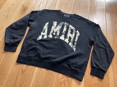 AMIRI COLLEGIATE LOGO PULLOVER HERREN CREW SWEATSHIRT L/S LARGE SCHWARZ TOP L