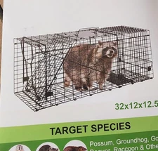 32" Live Animal Cage Trap Heavy Duty Folding Raccoon Traps Catch and Release