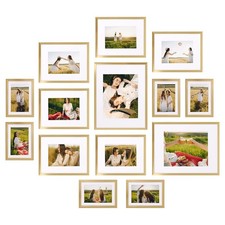 Giftgarden 14 Pack Gold Picture Frames with Mat for Various Sizes Photos, Assort