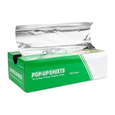 Aluminum Foil Wraps 500 Precut Sheets 12x10.75 Inch Pop-Up Baking Kitchen