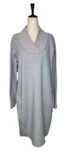 Athleta Cozy Karma Sweatshirt Dress Size L Light Gray Fleece Lined Zip Pockets