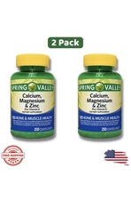 Spring Valley Calcium, Magnesium/Zinc Plus Vitamin D3 Coated Caplets, 250 Ct 2pk