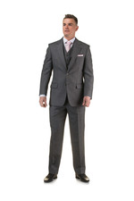 Grey Wool 2 Piece Suit Jacket Trouser Wedding Work Business Formal Regular Fit