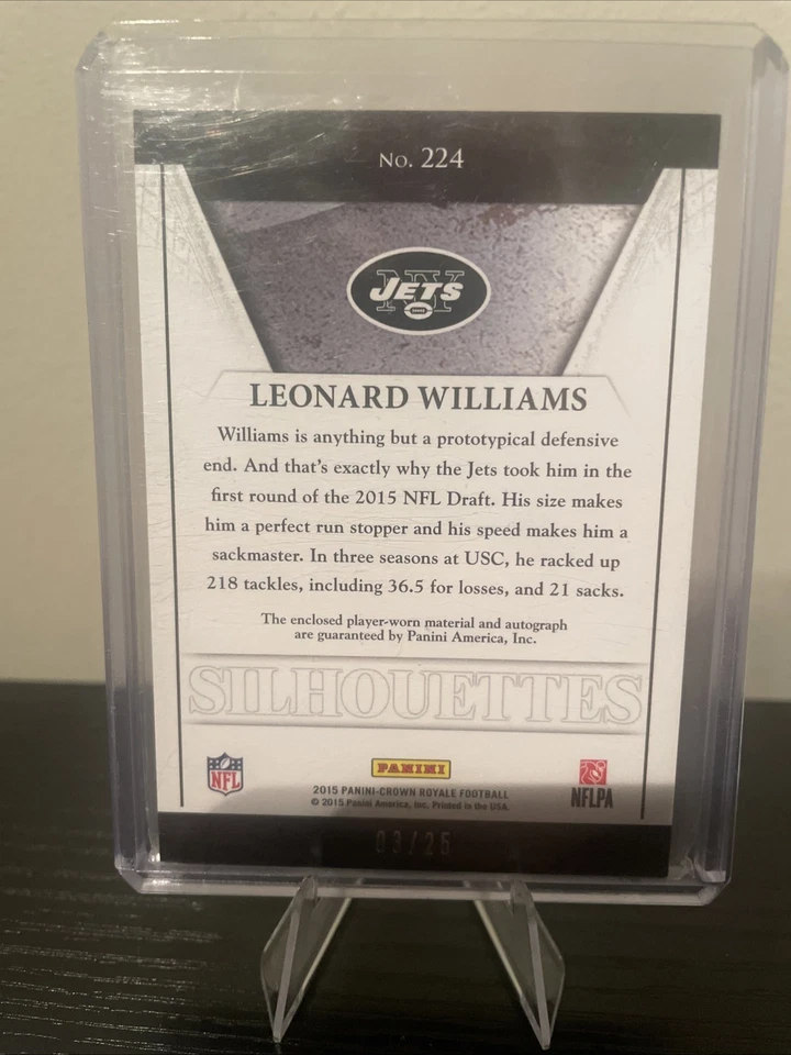 2015 Panini Crown Royale - Rookie Silhouettes Leonard Williams #224 Purple /25 - Image 2 of 2