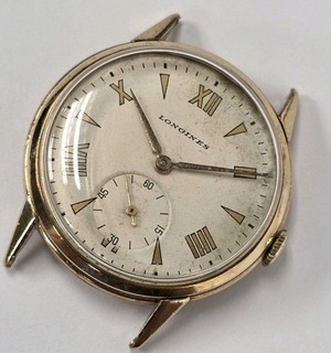 LONGINES VINTAGE ART DECO DIAL 9K YELLOW GOLD WATCH 34 MM (V.GOOD & ORIGINAL)