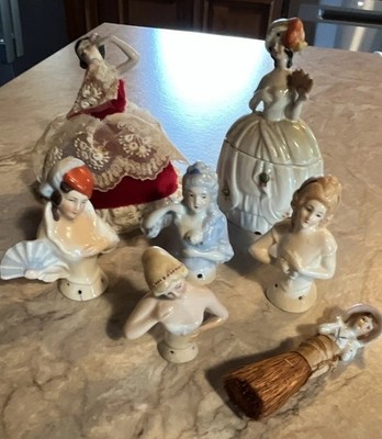 Antique Half Doll Collection Porcelain , hand painted. 9 dolls
