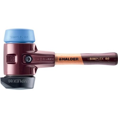 HALDER SIMPLEX Schonhammer Ø 80 mm Gummi / TPE-soft blau Standfuß kurzer Stiel