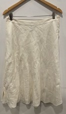 Lauren Ralph 100 Linen Midi Minimalist Off White Skirt Women's Sz 12P