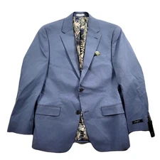 Sean John Solid Suit Jacket Mens 40R 40 Light Blue Classic-Fit Cotton Blend NEW