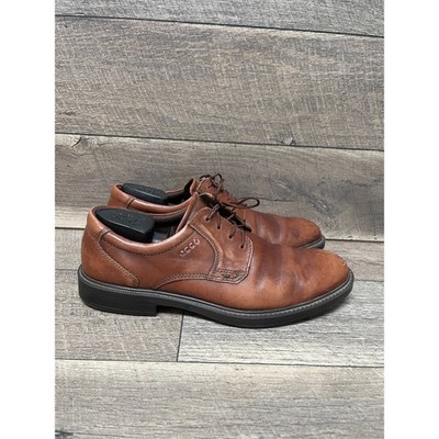 Ecco Lisbon Mens US 11-11.5 Dress Shoes Brown Leather Plain Toe Lace Up Derby