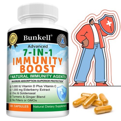 7 In 1 Immunsystemboost Vitamin C D3 Zink Kurkuma Atemwegsgesundheit Kapseln