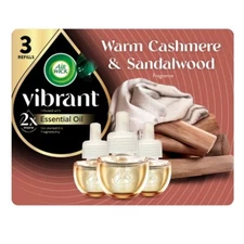 NEW Air Wick Scented Oil Vibrant Air Fresheners - Warm Cashmere Sandalwood - 3ct
