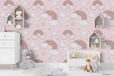 3D Baby Girl Pink Pattern Kids Self-adhesive Removeable Wallpaper Wall Mural 191