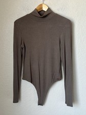 N:philanthropy Brooke Taupe Ribbed Turtleneck Long Sleeve Bodysuit