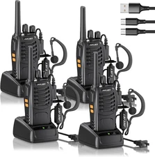 Long Range 100 Mile Walkie Talkie Two Way Radio Charge Headset Waterproof 4 PACK