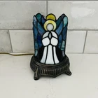 Vintage Stained Glass Tiffany Style Angel Multicolored Table Lamp Light