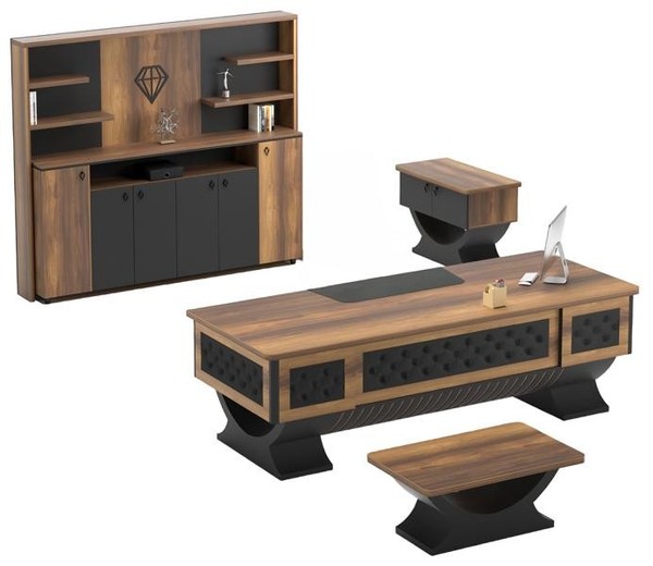 Arbeitszimmer Set Anrichte Couchtisch Tisch Sideboard Holz Braun Schwarz 4Tlg-image