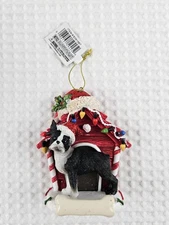 Kurt Adler Boston Terrier with Doghouse Christmas Ornament Dog Holiday  Decor