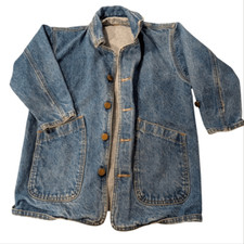 Kids Vintage Blue Denim Chore Jean Jacket Size 5/6 Youth