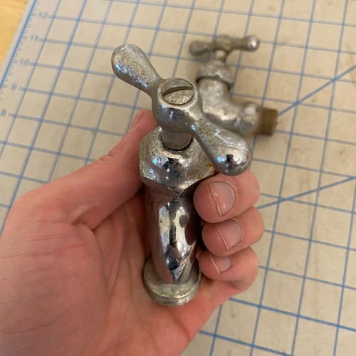 Pair Vintage McDonald Metal Water Spigot Faucet Plumbing Fixtures Chrome - Picture 10 of 15