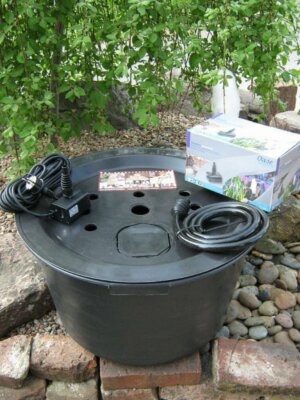 Komplett SET Becken Deckel Ø66cm | Pumpe Oase Aquarius 600 Brunnen Bausatz
