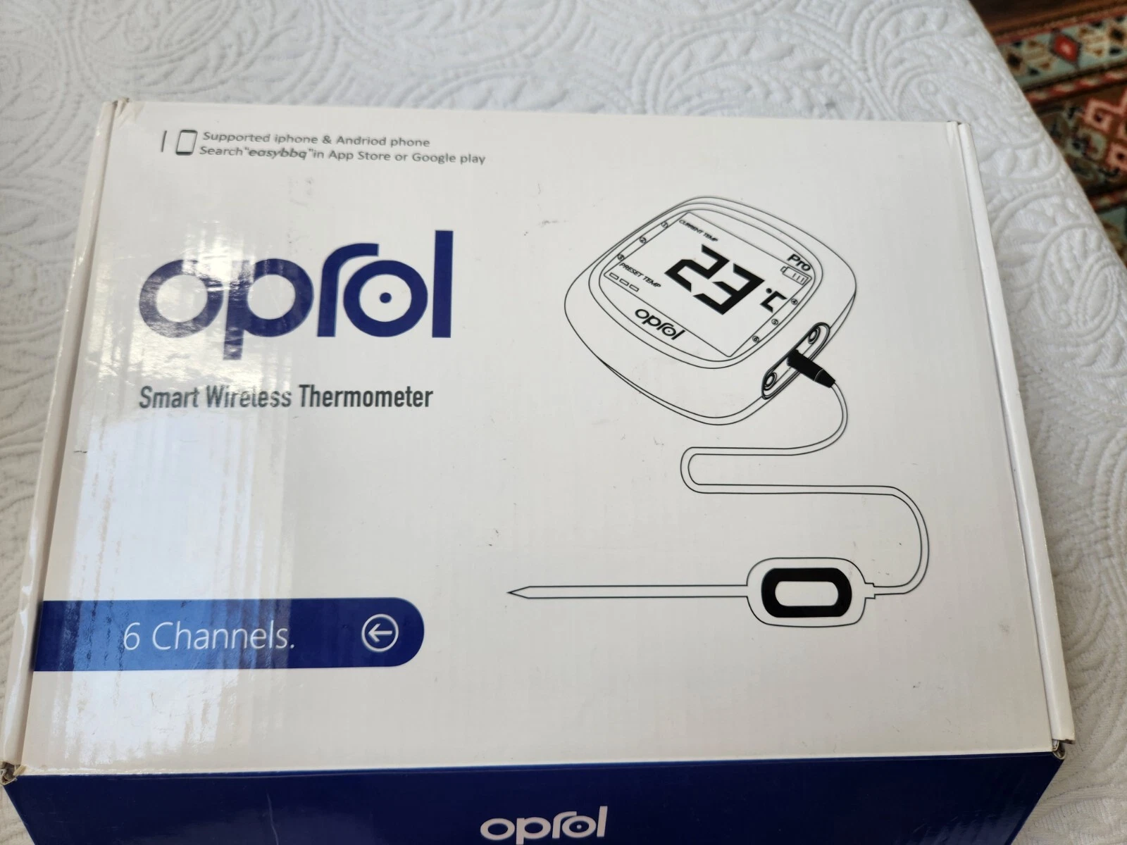 OPRON Smart Wireless 5 Channels Thermometer - Blue For Easy BBQ