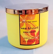 Bath & Body Works Sun-KIssed Coconut 3 Wick Scented Jar Candle 14.5oz UnLit