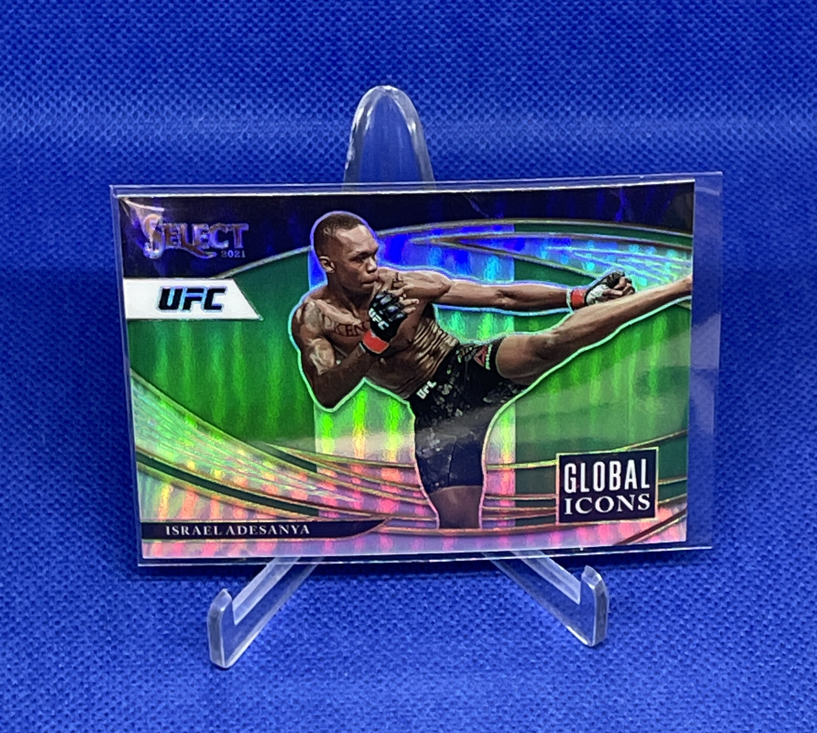 2021 Panini Prizm Select UFC Israel Adesanya Global Icons Silver Prizm Holo SP