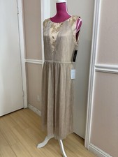 TAHARI Arthur S Levine Gold Pleated Sleeveless Cocktail Dress, Size 12, NEW