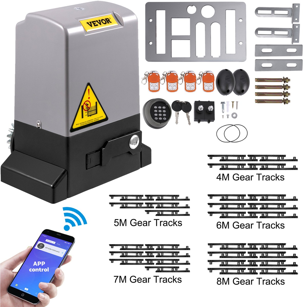 Automatic Sliding Gate Opener Kit – 1800LBS Capacity, Infrared Sensor, Remote Control & Gear Rack Included