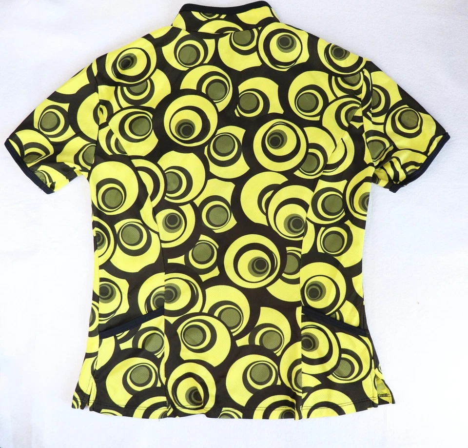 Jersey de ciclismo feminino manga curta bolsos pequenos com zíper amarelo e preto Shebeest - Imagem 2 de 4