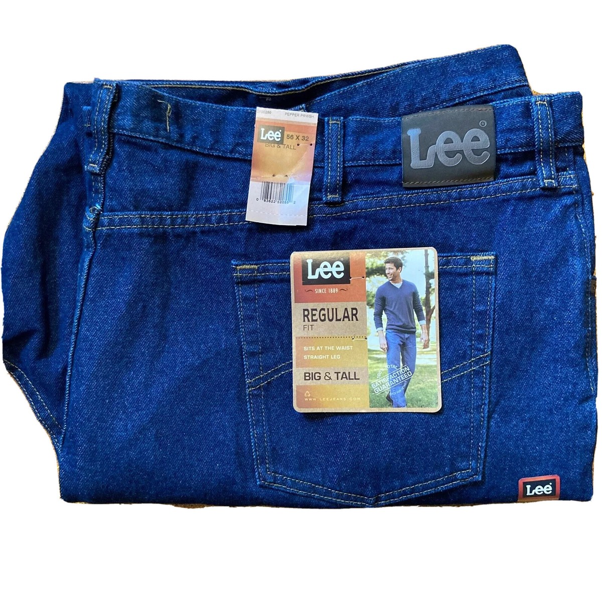 Lee 56 x 32 Men's Big & Tall Regular Fit Straight Leg Jean PEPPER