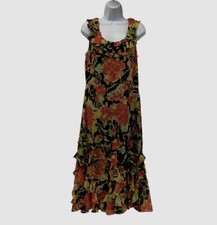 $245 Lauren Ralph Lauren Women's Black Floral Ruffle A-Line Dress Size 10
