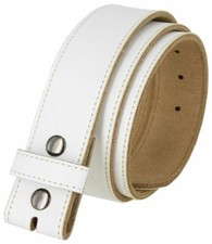 BS1200 Genuine Cowhide Leather White Belt Strap with Snaps 1-1/2" 38mm Wide