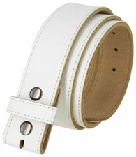 BS1200 Genuine Cowhide Leather White Belt Strap with Snaps 1-1/2"(38mm) Wide