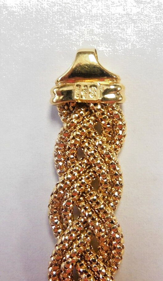 Solid 18K Solid Yellow Gold Woven Multi Strand De… - image 4