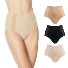 Rhonda Shear Women's 3-pack Mesh Detail Panty Dark Nude/Black/Nude Medium Size