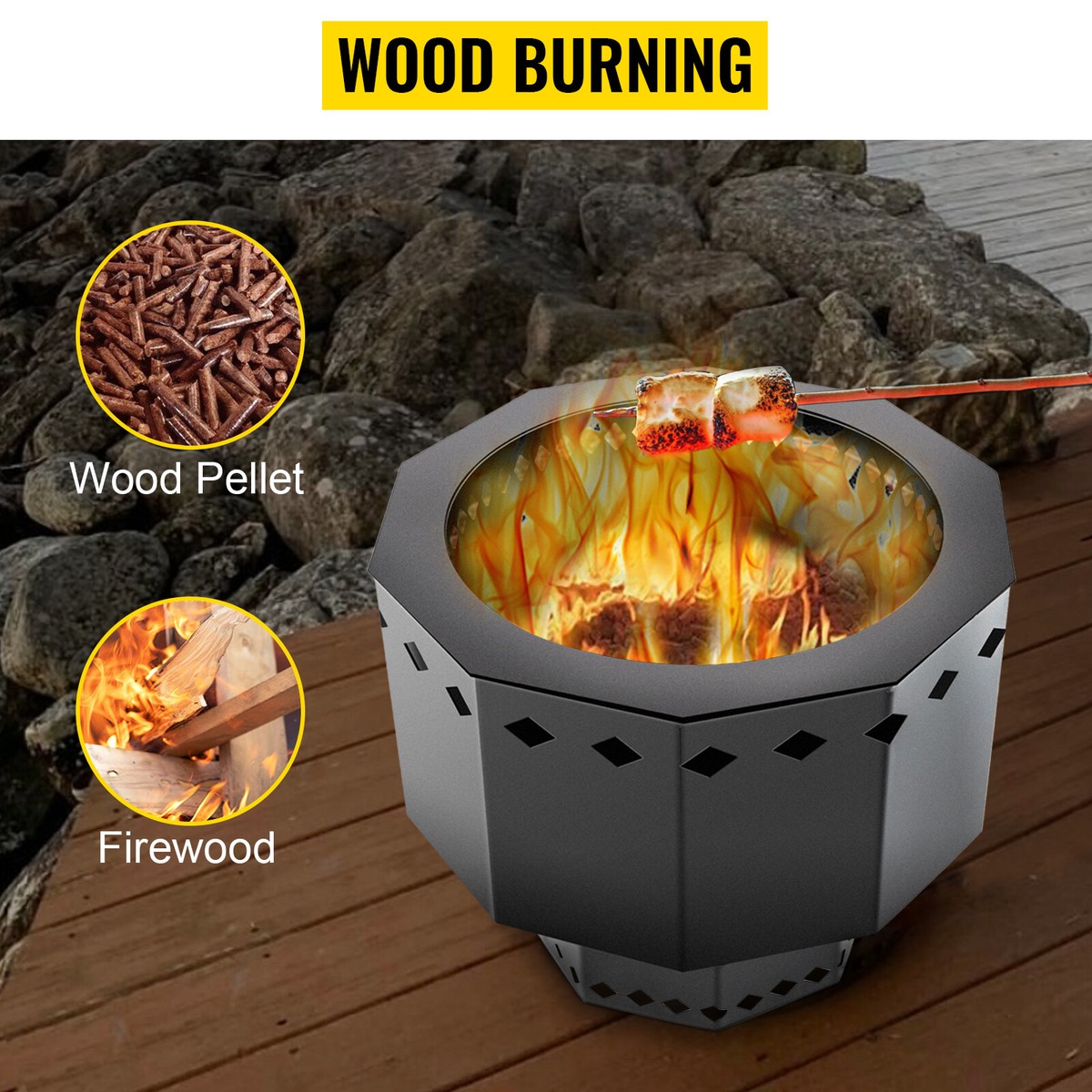 VEVOR 15 Smokeless Fire Pit Stove Bonfire for Outdoor Wood Pellet Burning  Spark 687117131713 | eBay