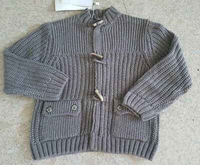 Chicco, Strickjacke, grau, Reißverschluss und Knebelknopf, Gr. 86, Neu