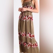 Banana Republic Women’s Green Red St Lucia Floral Print Maxi Dress Size 0