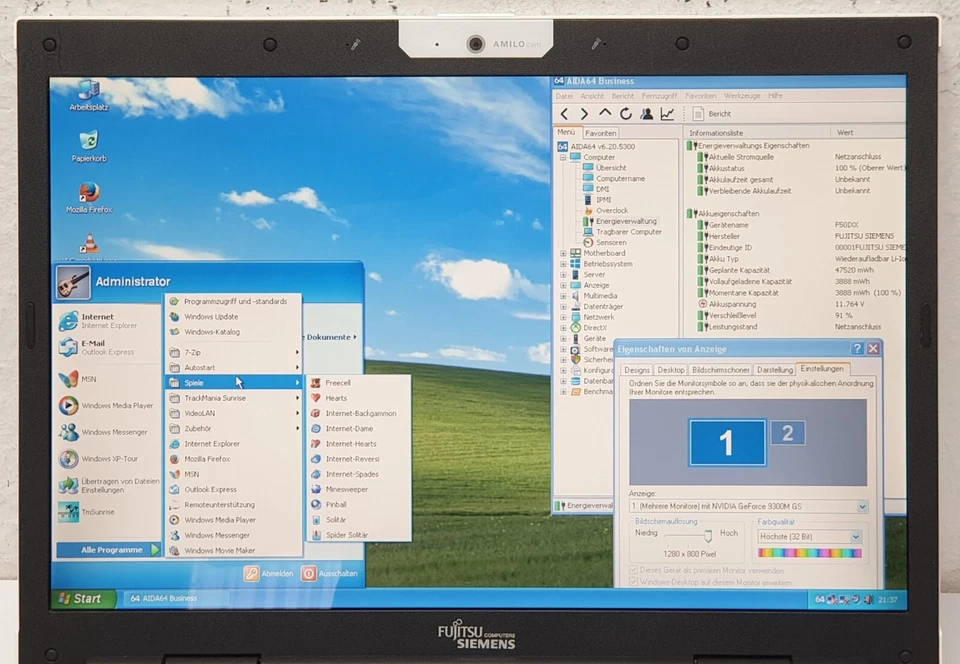Fujitsu Siemens Amilo Windows XP Notebook 500GB 4GB Laptop 15.4" C2D with Game! - Image 2 of 4